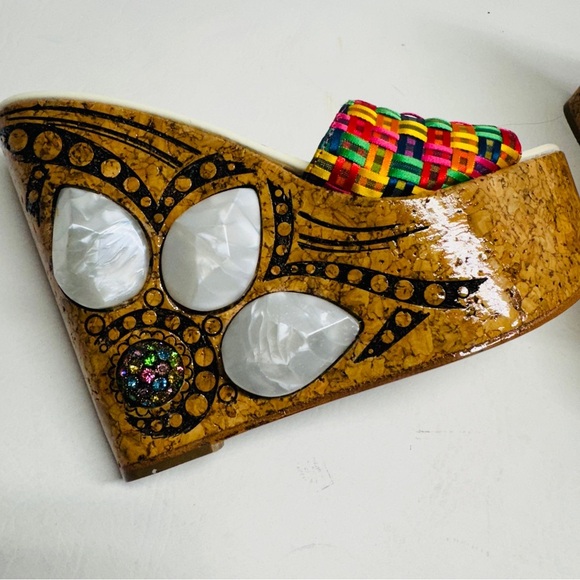 AMARANTI Made in Italy platforms sandals size 38 USA size 7.5/8 multi color - Picture 3 of 7